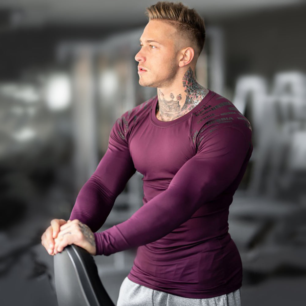 Muscle Fit Long Sleeve Fitness Stretch T-shirt