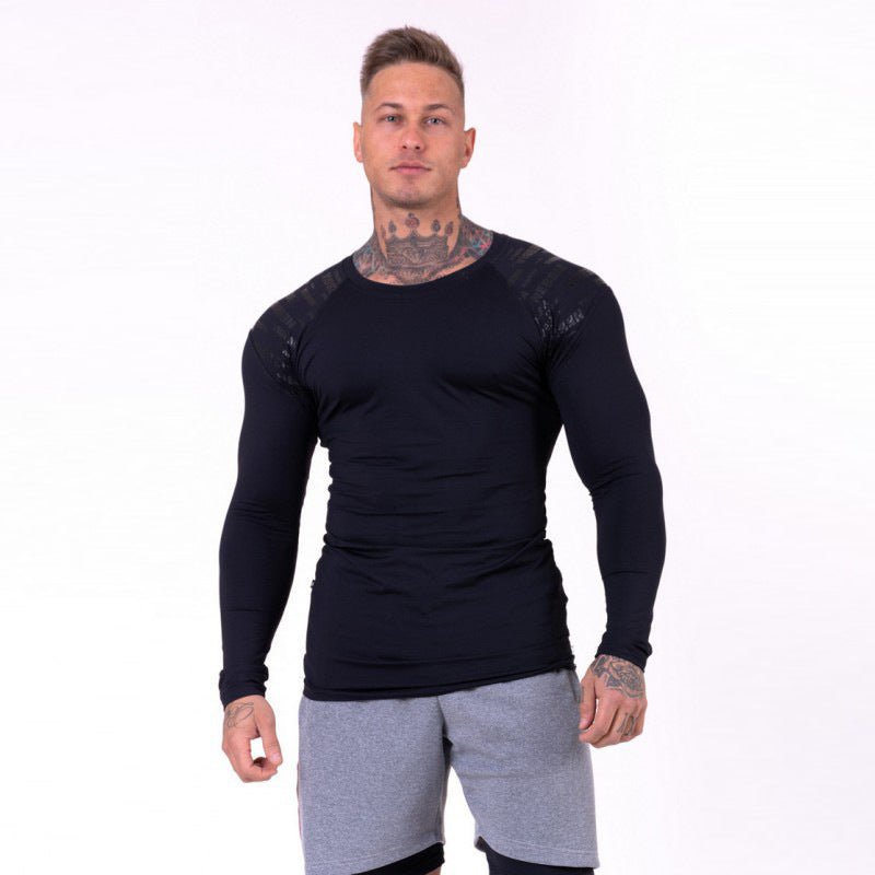 Muscle Fit Long Sleeve Fitness Stretch T-shirt