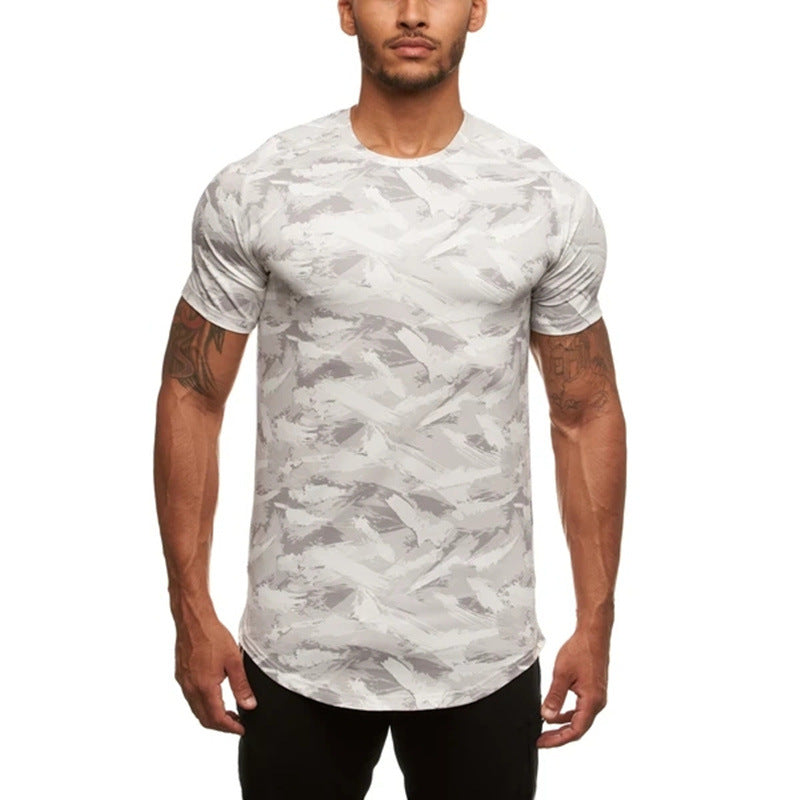 Fitness Camouflage T-Shirt Breathable Short-Sleeved