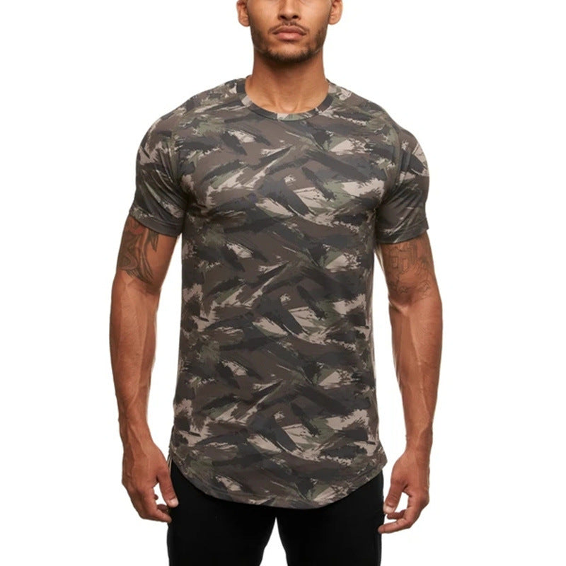 Fitness Camouflage T-Shirt Breathable Short-Sleeved