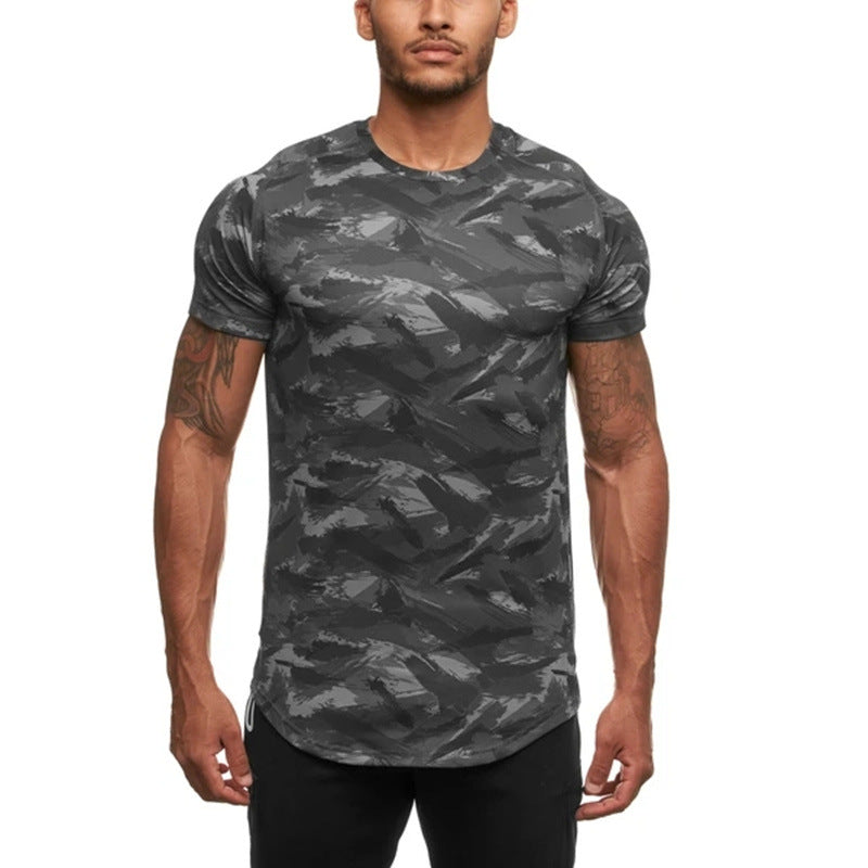 Fitness Camouflage T-Shirt Breathable Short-Sleeved