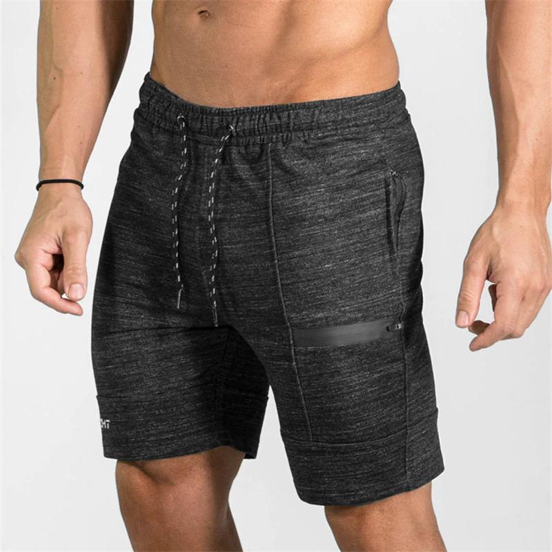 Gyms Fitness Zipper Workout Cotton Shorts