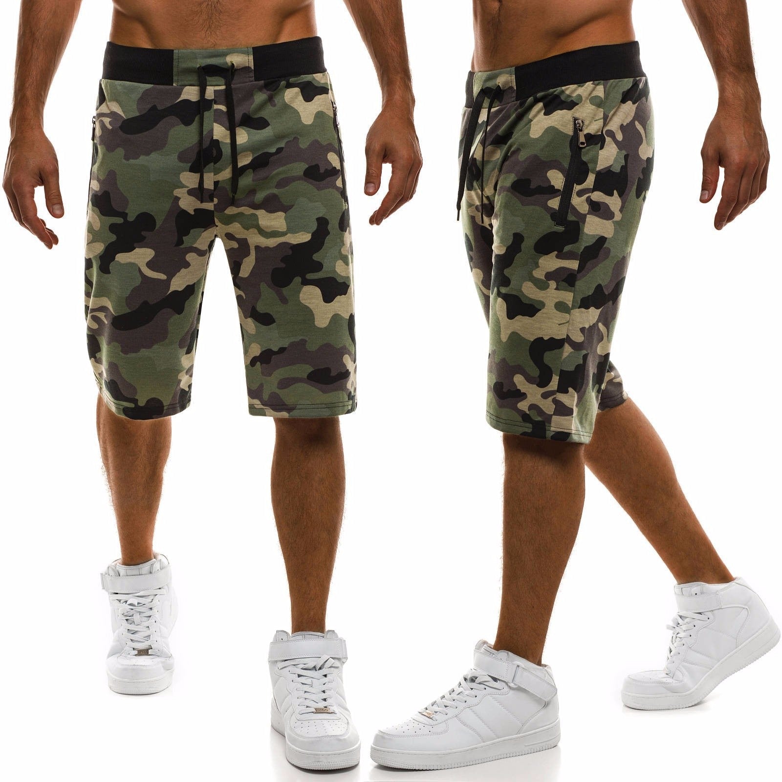 Sports Fitness Zipper Shorts Camouflage