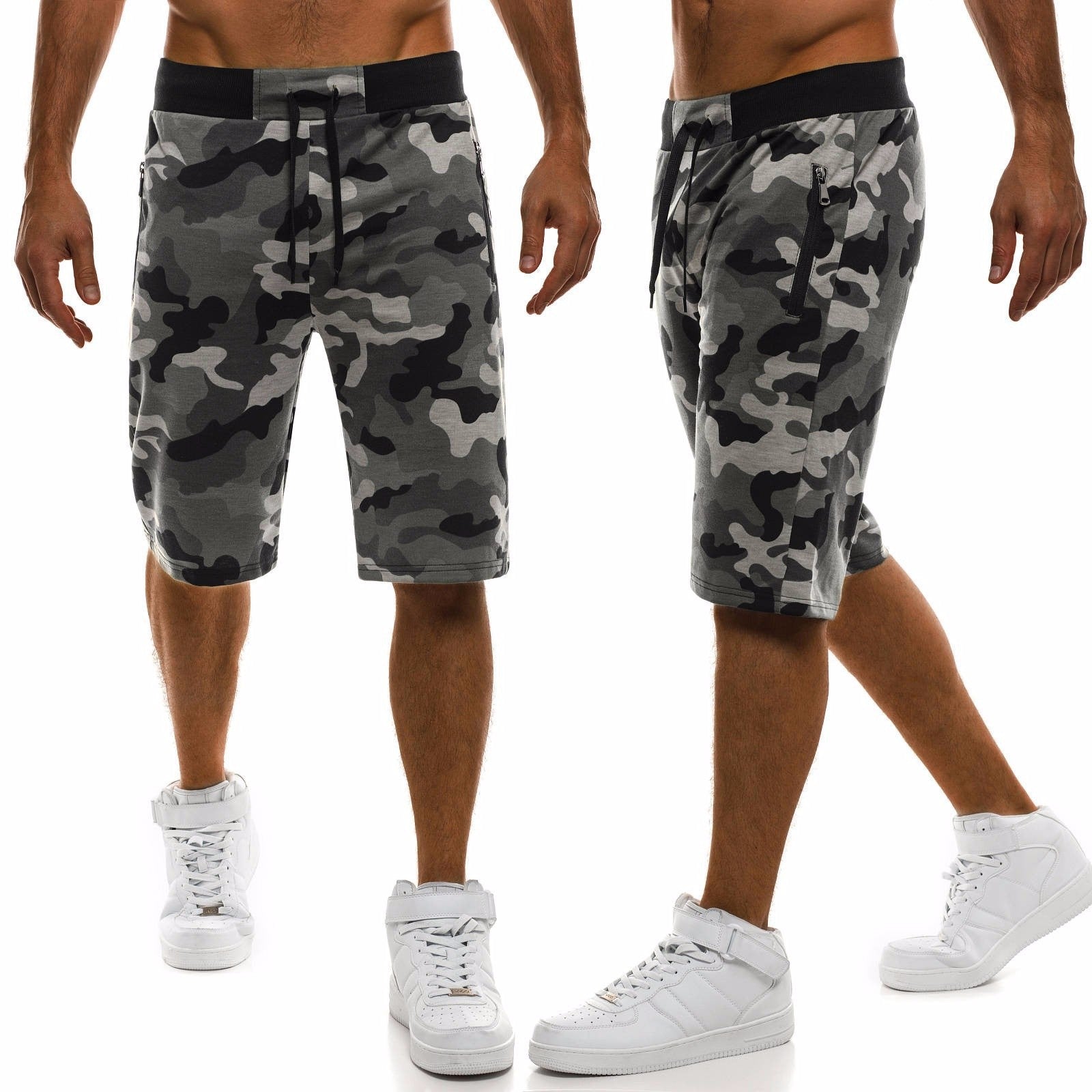 Sports Fitness Zipper Shorts Camouflage